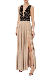 Abito red carpet con ricamo rombo