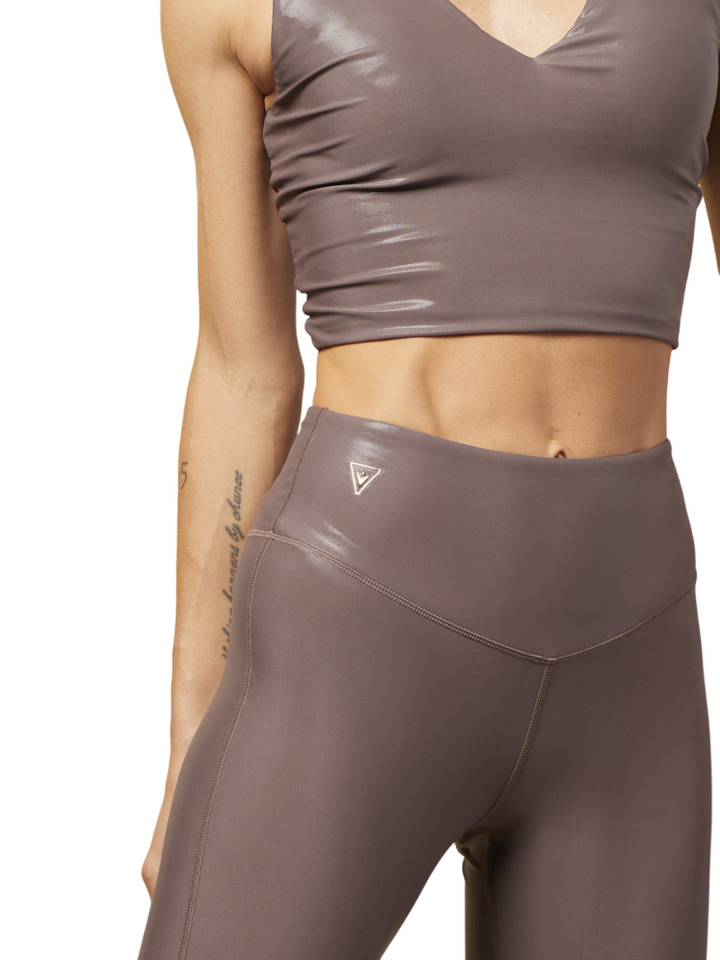 Leggings da donna marrone metallizzati