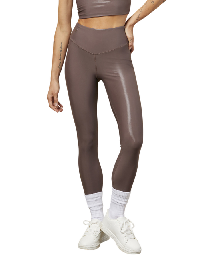 Leggings da donna marrone metallizzati