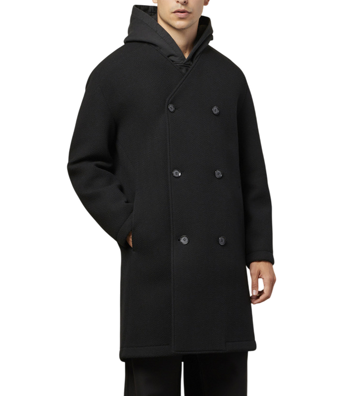 Cappotto doppiopetto nero da uomo