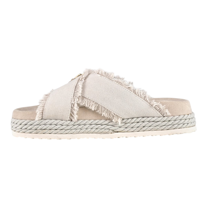 Sandalo Criss-cross rope sandal recycled canvas Beige Mou