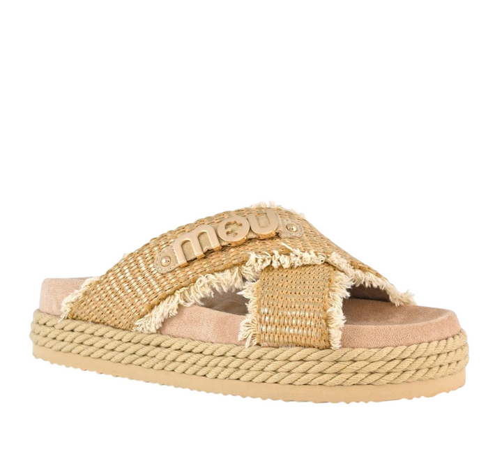 Mou Criss-cross rope sandal raffia