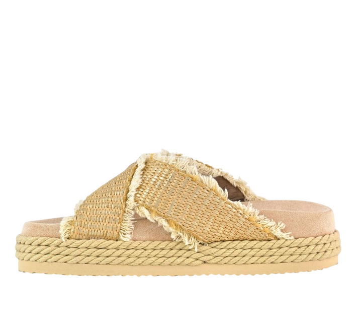 Mou Criss-cross rope sandal raffia