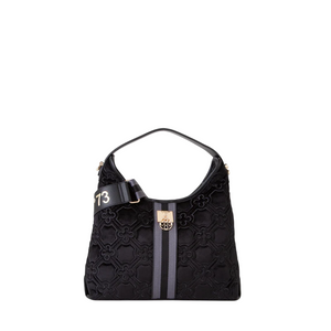 Borsa a sacco da donna nera in velluto