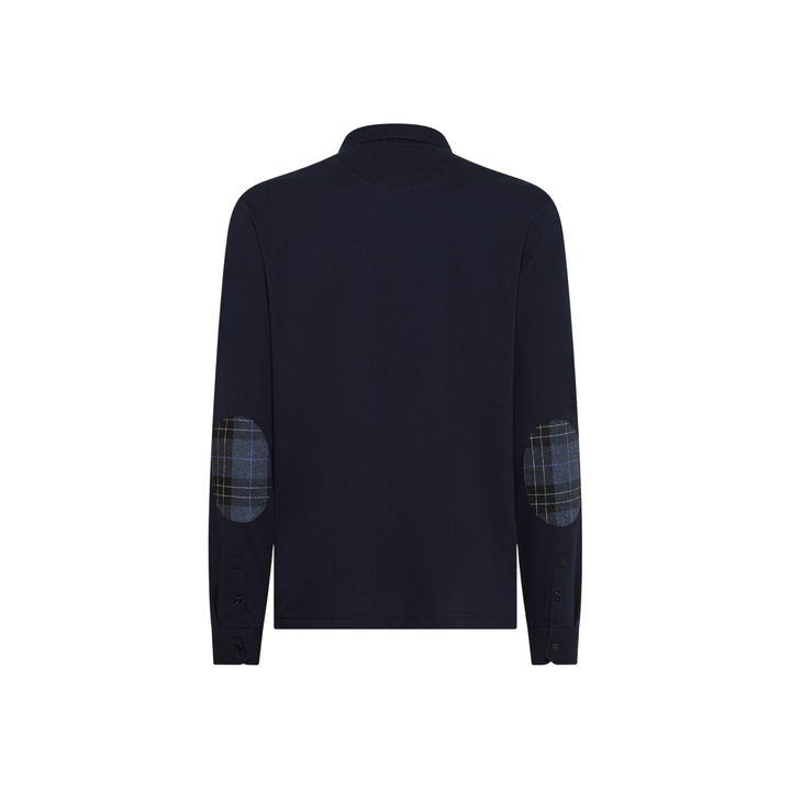 Polo da uomo in cotone con patch navy blue