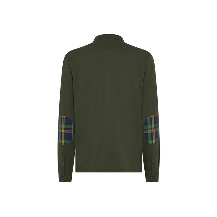 Polo da uomo in cotone con patch militare scuro