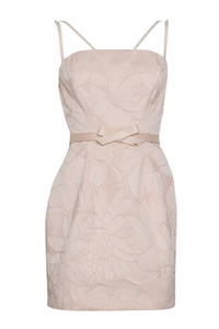 Abito da donna in jacquard floreale con cintura