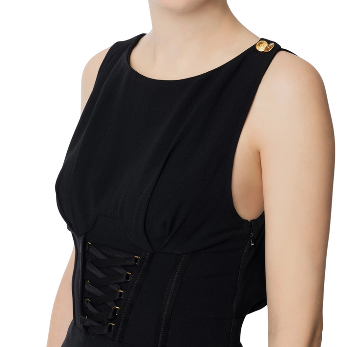 Abito in envers satin con lacci criss-cross