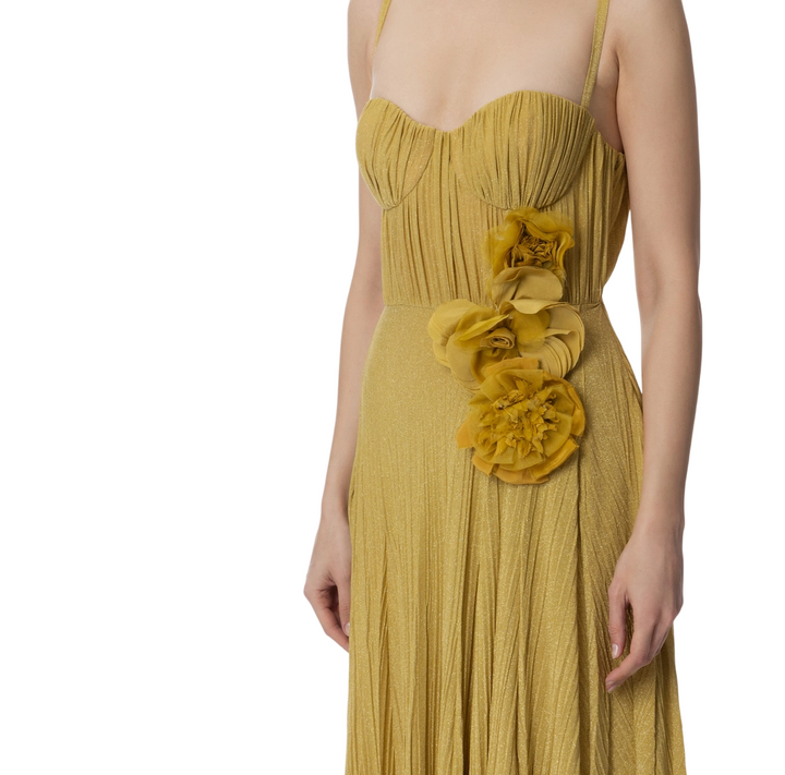 Abito da donna red carpet in jersey lurex con fiore ricamato