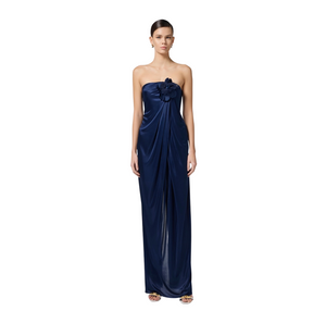 Abito da donna red carpet in jersey lucido con fiore ricamato