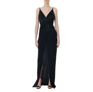 Abito lungo nero da donna con cristalli – Vestito elegante Red Carpet da sera