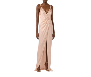 Abito lungo nude da donna con cristalli – Vestito elegante Red Carpet da sera