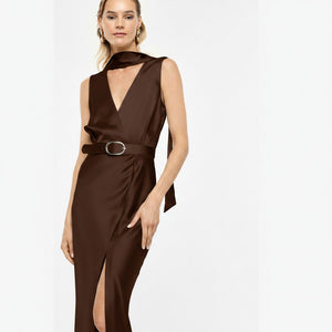 Abito midi donna dark coffee