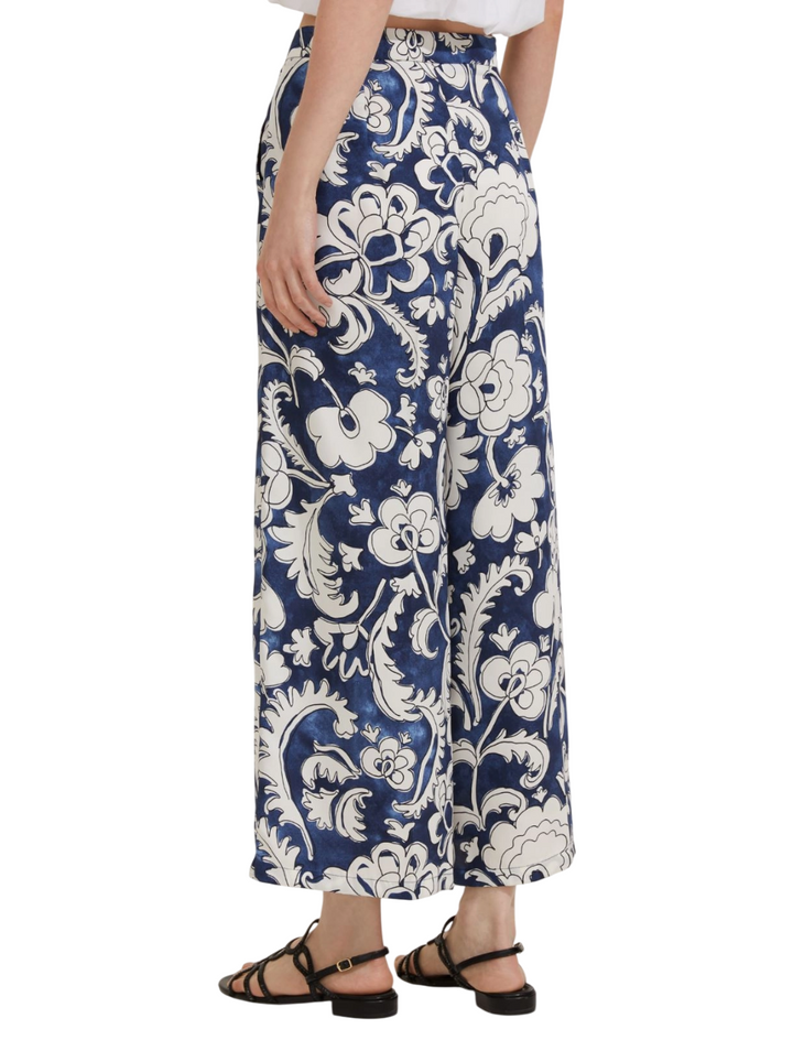 Pantalone in twill stampato - Blu