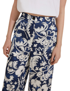 Pantalone in twill stampato - Blu