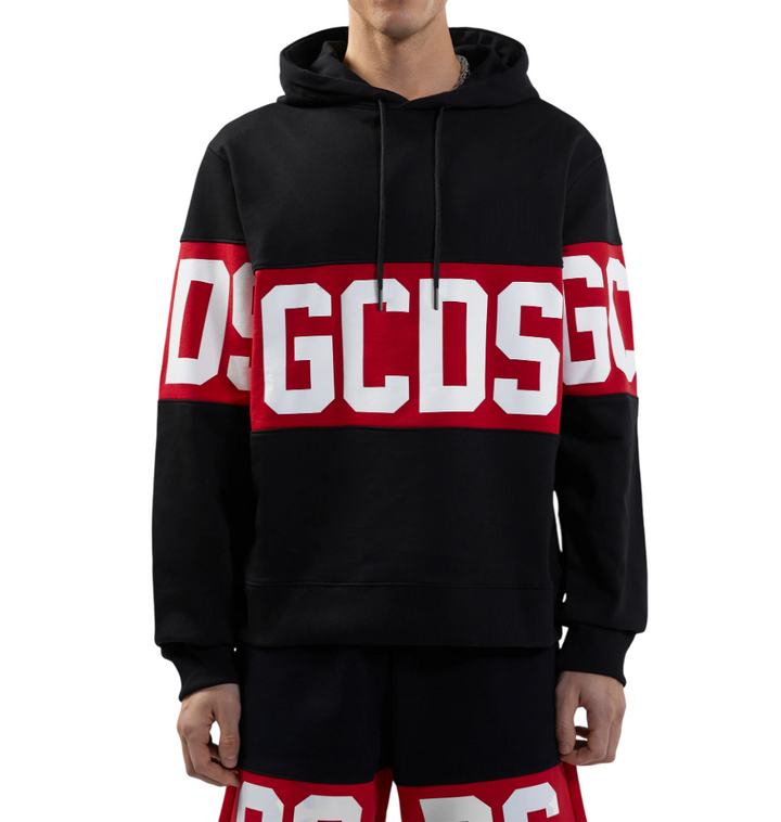 Felpa da uomo con cappuccio e logo a fascia