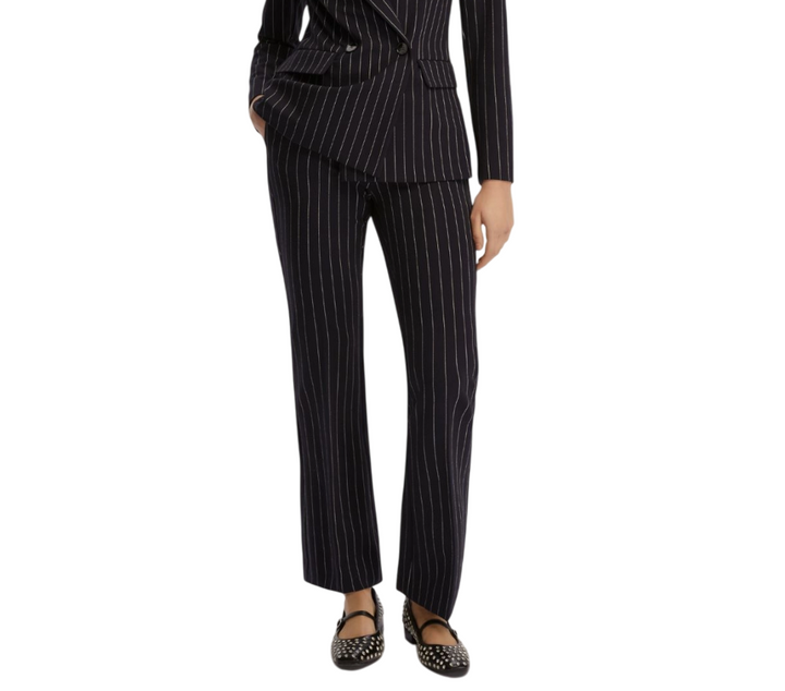 Pantalone gessato flare blu notte