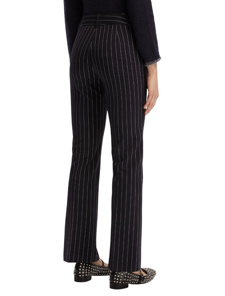 Pantalone gessato flare blu notte