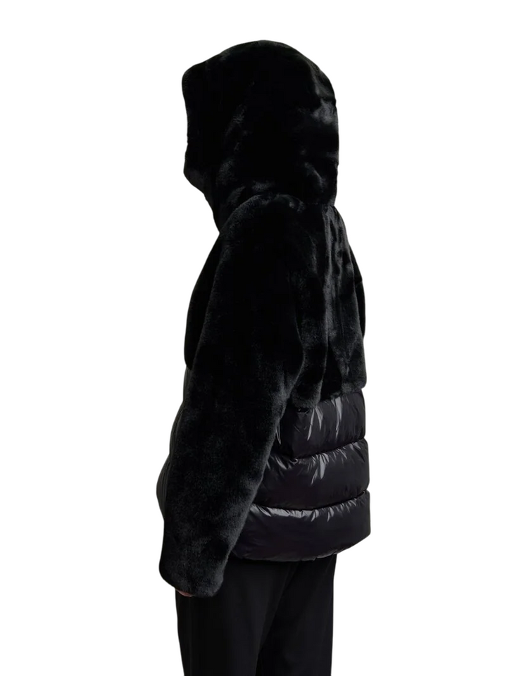 Giubbotto da donna in Nylon con pelliccia nero