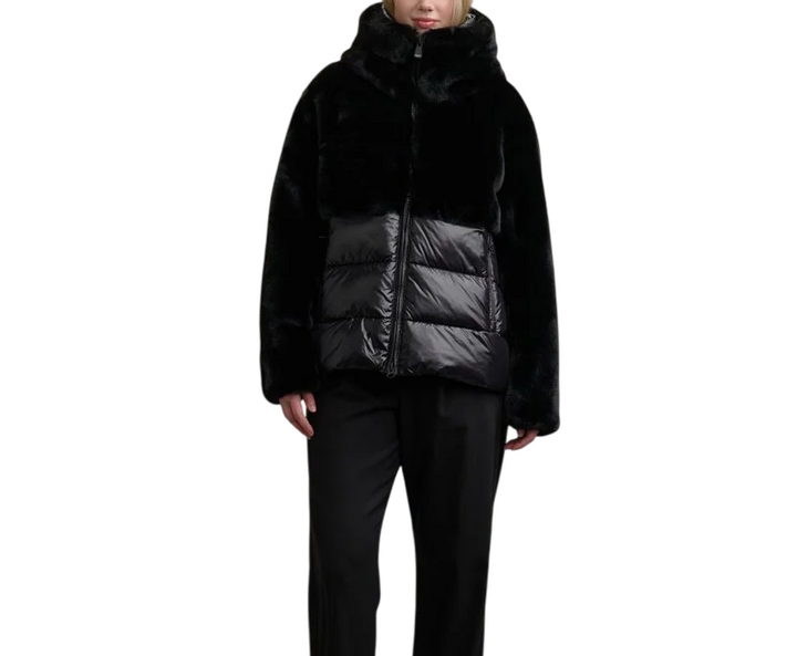 Giubbotto da donna in Nylon con pelliccia nero