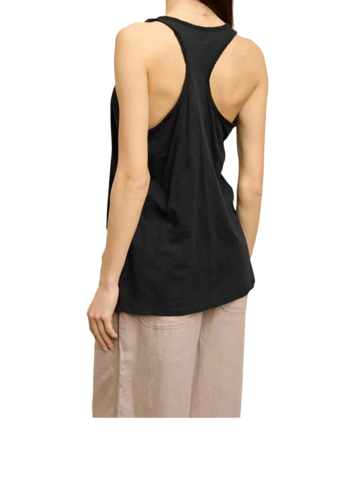Canotta da donna nera in cotone con logo glitter