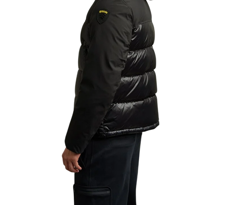 Piumino da uomo in nylon e neoprene brook nero