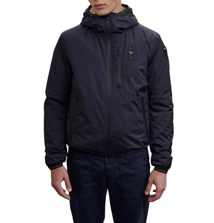 Giacca da uomo con interno in ecopelliccia blu