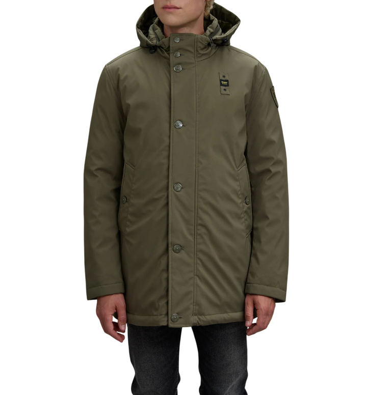 Parka da uomo con cappuccio removibile verde bosco