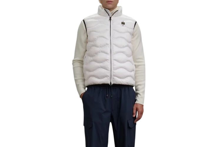 Smanicato da uomo ad onde imbottito bianco