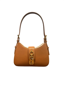 Borsa hobo piccola con charm color cuoio