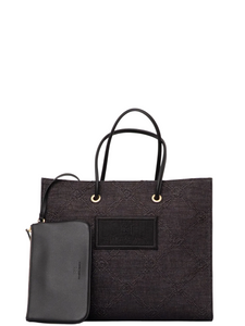 Borsa tote grande in rafia jacquard