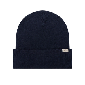 Berretto da uomo in misto lana a costine navy blue