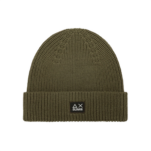 Berretto in misto lana con risvolto verde militare