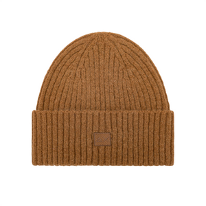 Berretto beanie in lana e alpaca marrone cacao