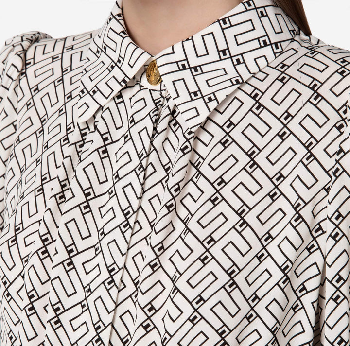 Camicia crop in viscosa stampa logo