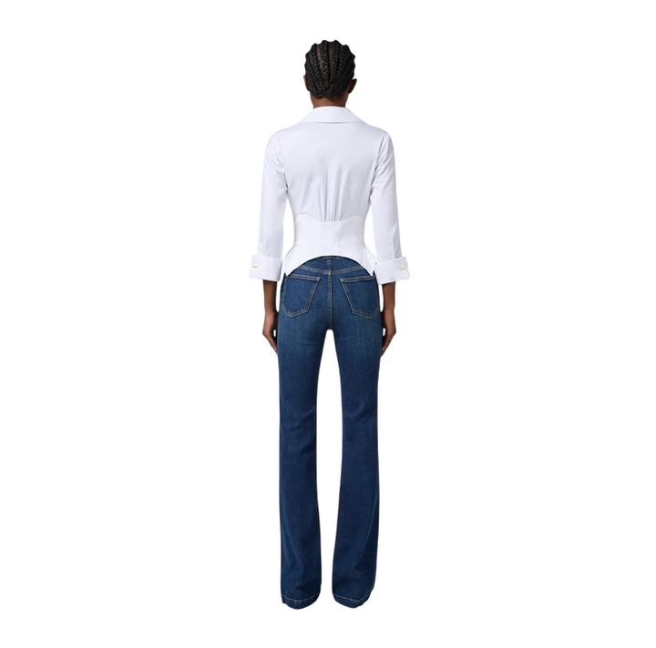 Camicia in cotone stretch con ganci gioiello