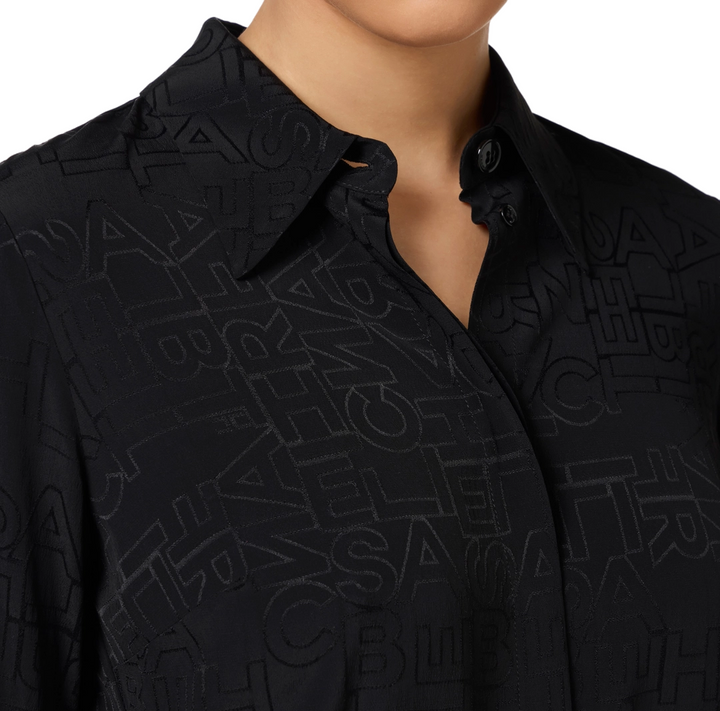 Camicia in georgette jacquard lettering