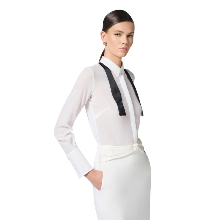 Camicia da donna in georgette con cravattino