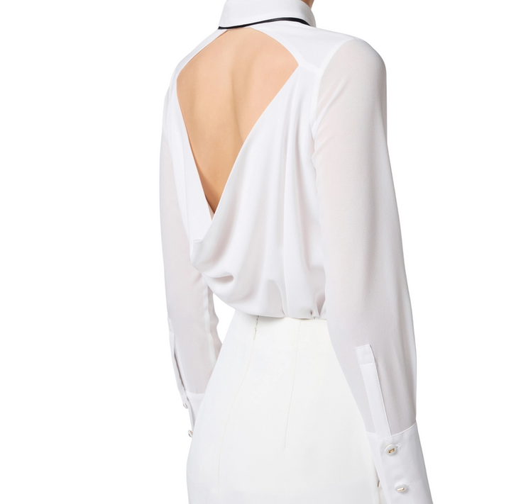 Camicia da donna in georgette con cravattino