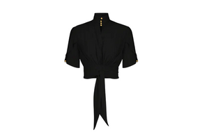 Blusa da donna in georgette di viscosa nera
