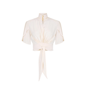 Blusa da donna in georgette di viscosa burro