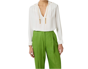 Camicia avorio da donna in georgette con dettagli gioiello