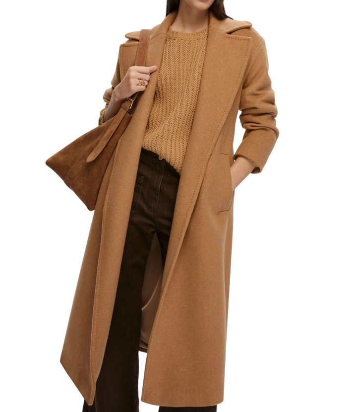 Cappotto in panno doppio color cammello