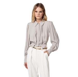 Camicia cropped in georgette di viscosa