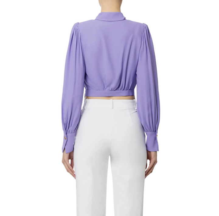 Camicia cropped in georgette di viscosa