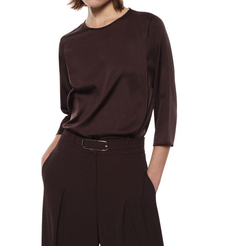 Camicia da donna a tre quarti marrone
