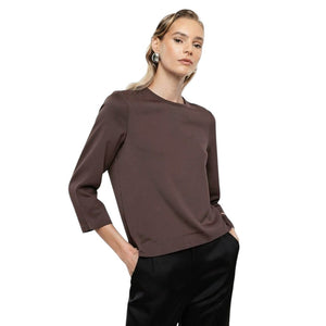 Blusa donna con maniche a 3/4 dark coffee