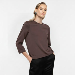 Blusa donna con maniche a 3/4 dark coffee