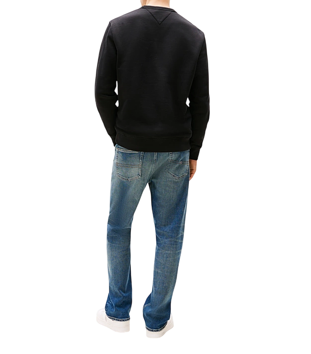 Felpa girocollo da uomo con distintivo nero