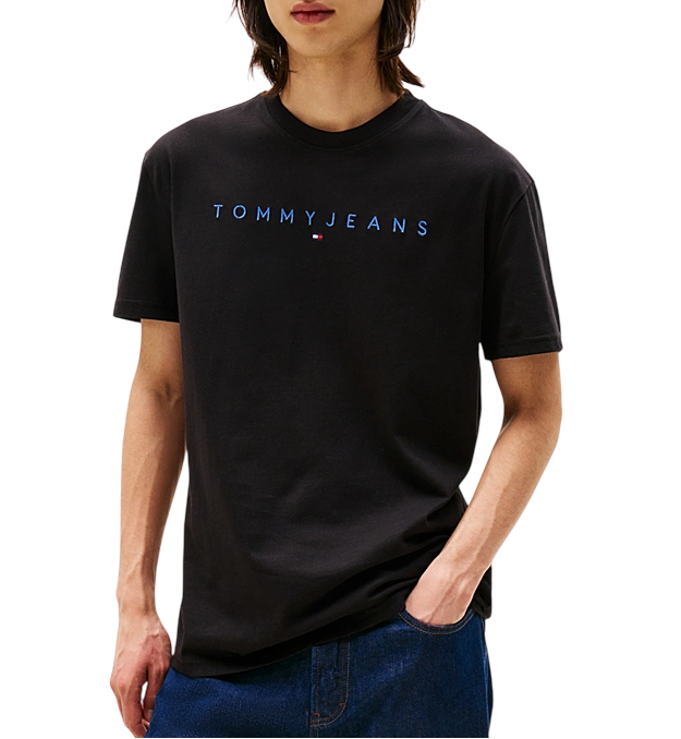 T-shirt con logo lineare ricamato